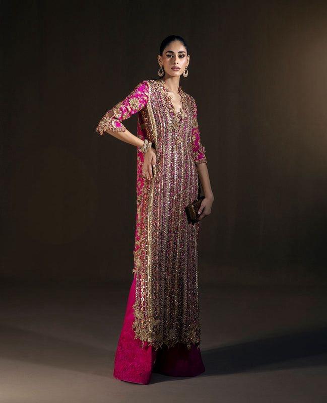 Sana Safinaz- (Inspired) 3pcs Heavy Embroided Wedding Collection with Embroided Sharara