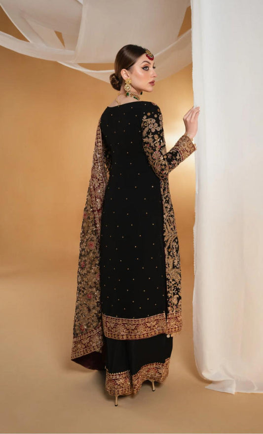 Suhana by Haseen’s – Original 4-Piece Chiffon Heavy Embroidered Wedding Collection with Matching Potli Bag- Size S-XL