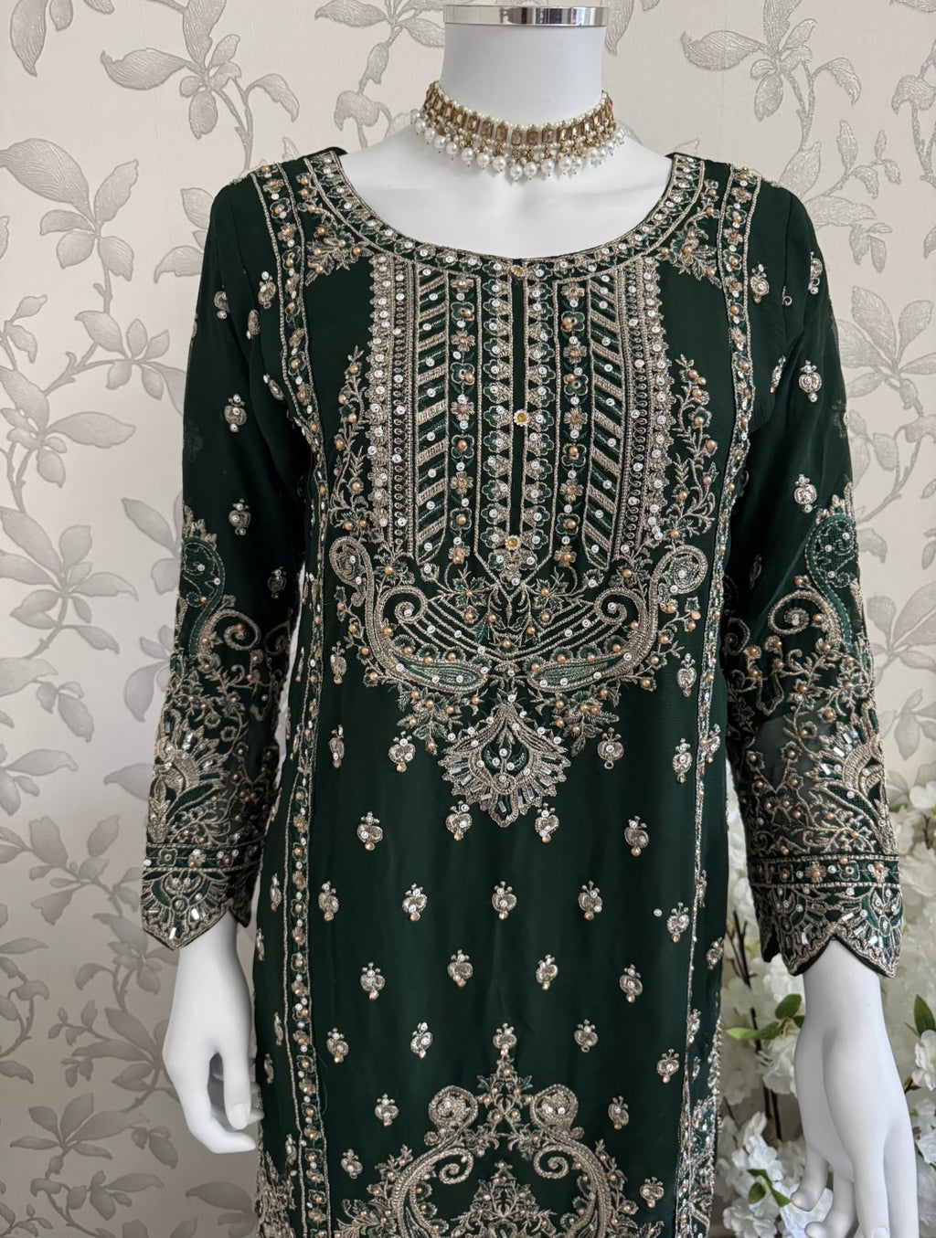 SAFFA Luxury Embroidered Chiffon Suit – 3 Piece Collection