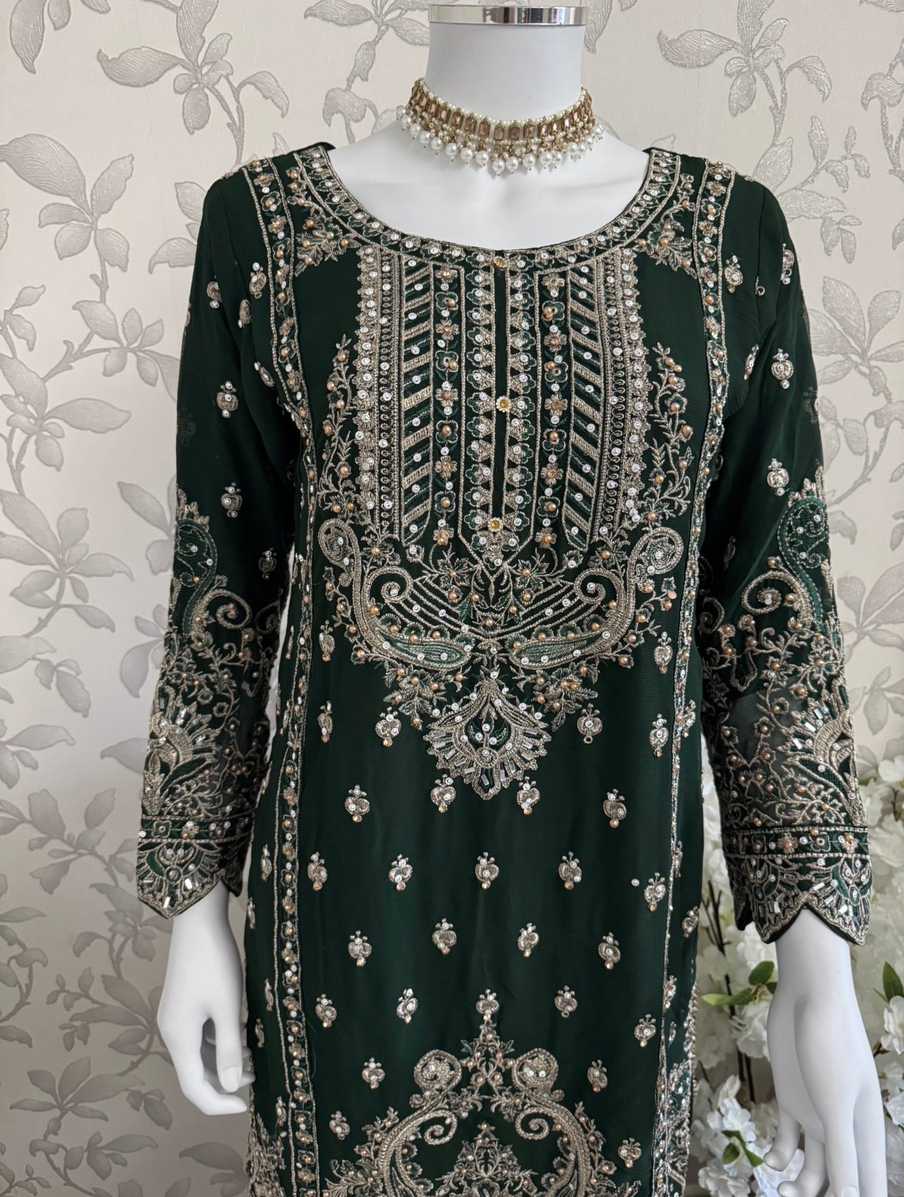 SAFFA Luxury Embroidered Chiffon Suit – 3 Piece Collection