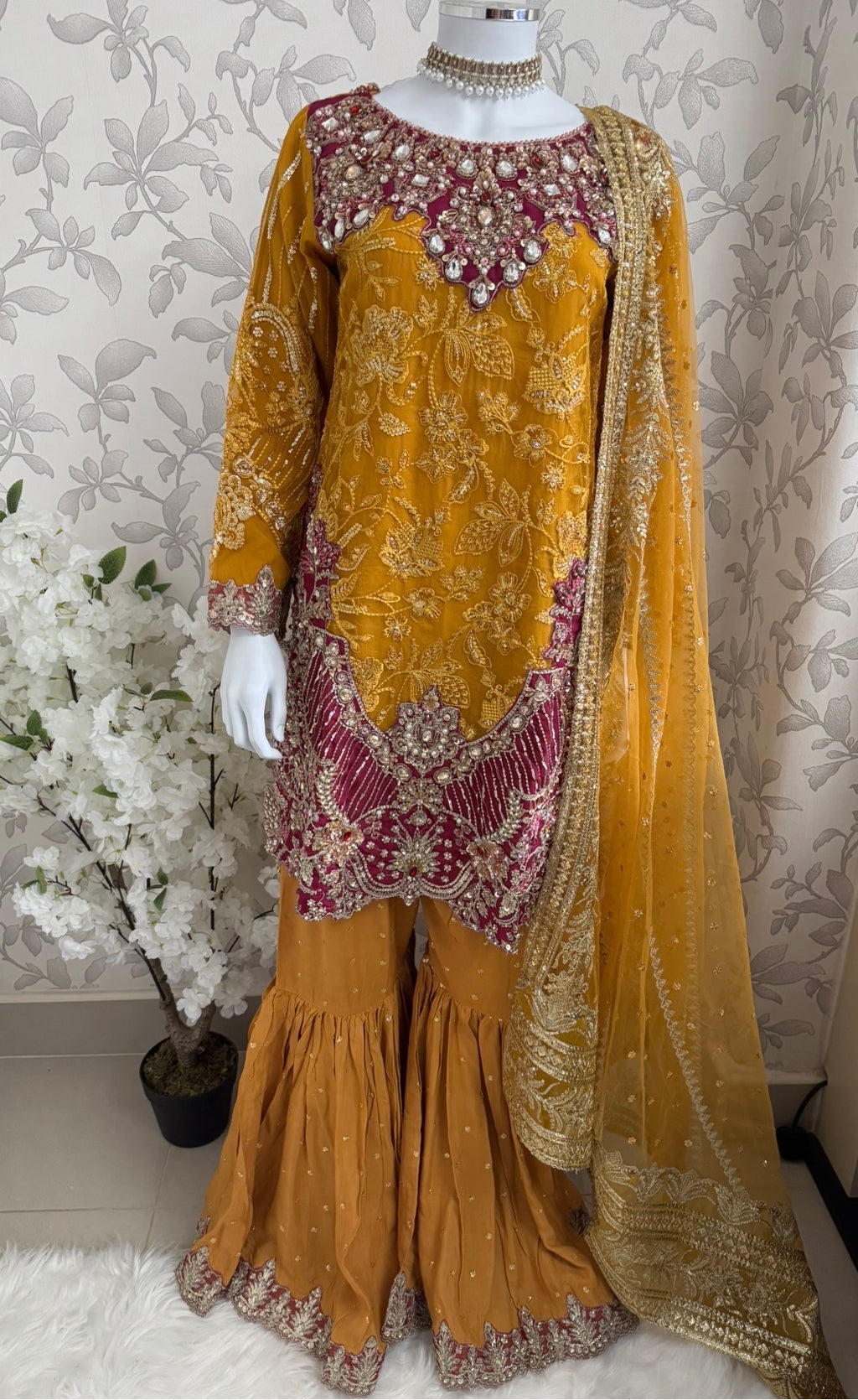 IMROZIAA Embroidered Gharara Suit | Pakistani Designer Wedding Dress
