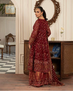 RUBY….Royal Maroon Embroidered Pakistani 3 pcs Suit