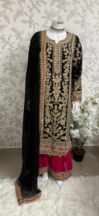 AYLAA Luxury Embroidered Chiffon Suit – 3 Piece Collection