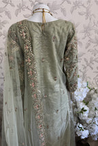 PEARLS Mint Green Luxe Hand-Embellished Pakistani 3 piece Suit
