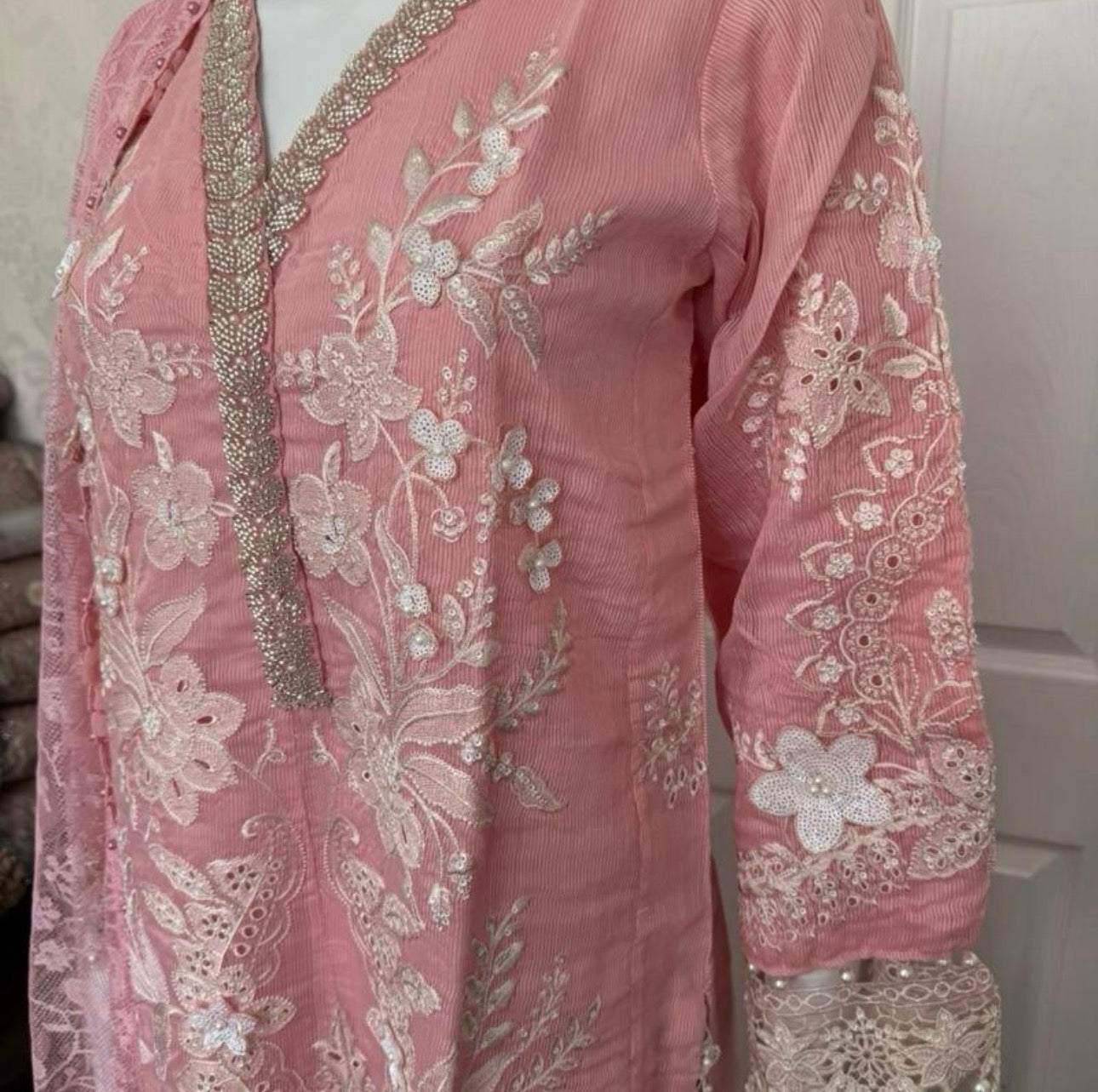 Rose Quartz Luxury Embroidered Suit – 3 Piece Collection