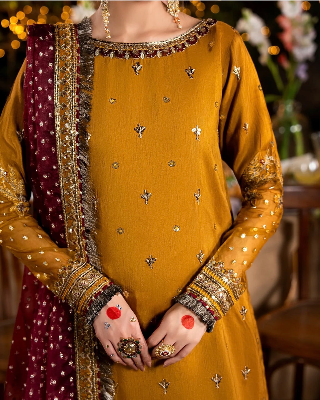 CHAAND RAAT Luxury Embroidered Raw Silk Suit – 3 Piece Collection