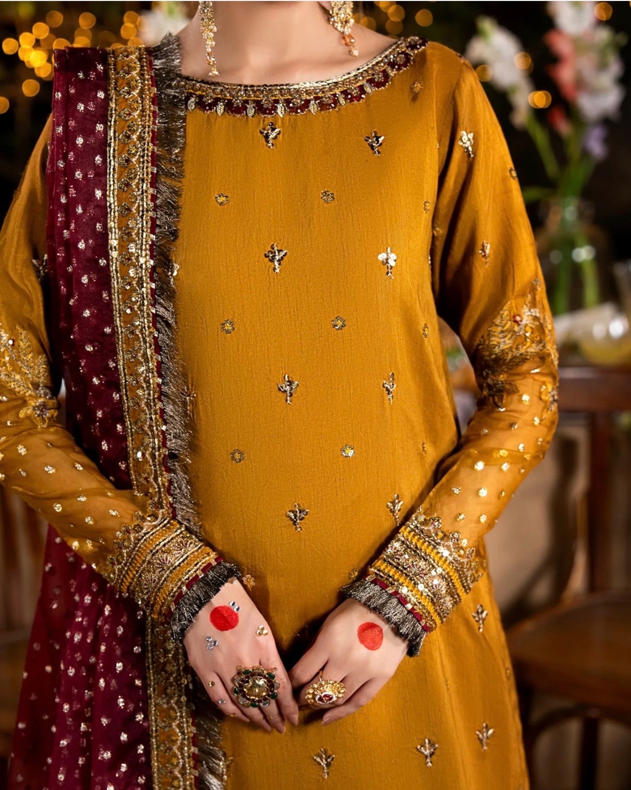 CHAAND RAAT Luxury Embroidered Raw Silk Suit – 3 Piece Collection
