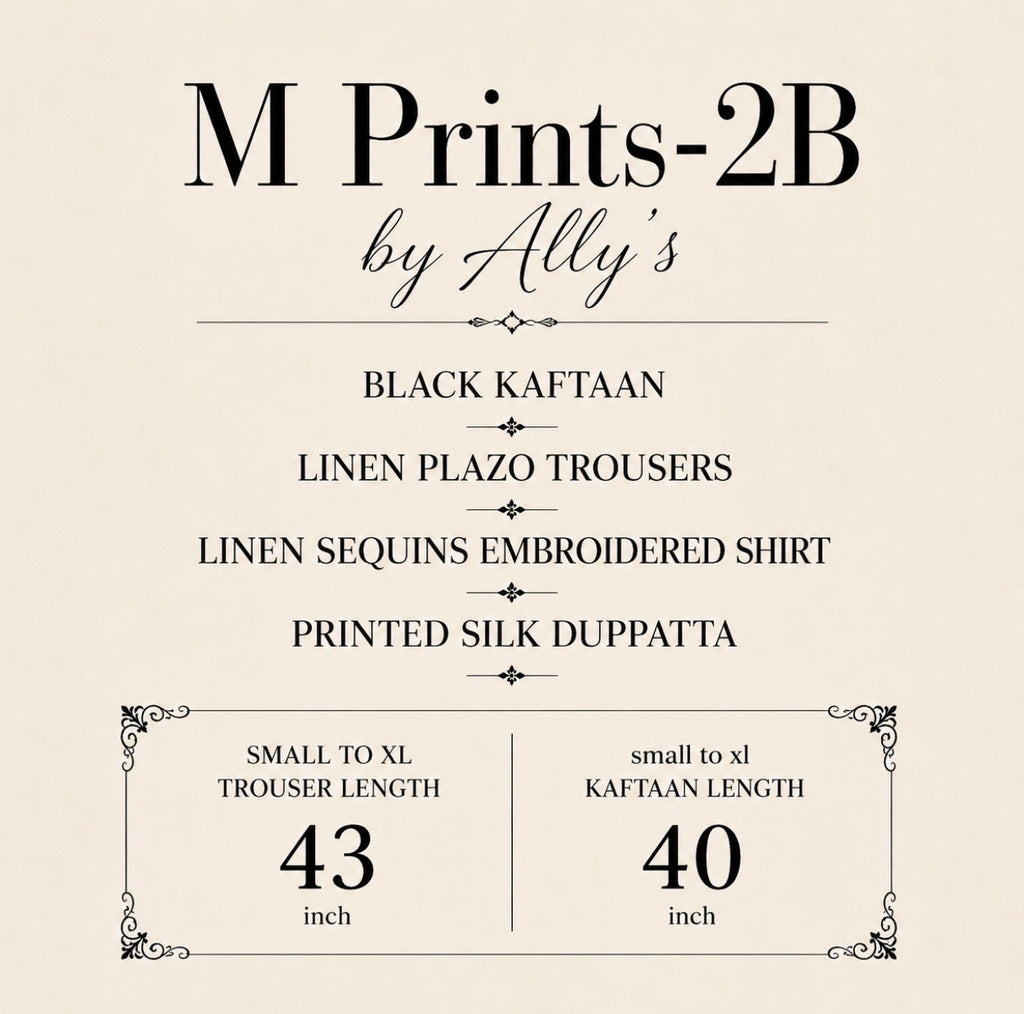 M Prints 2B inspired Embroidered 3-Piece Suit | Pakistani Designer Dress