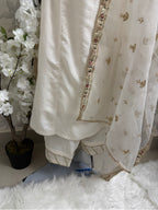 Ivory Cream Embroidered Pakistani 3 Piece Suit – Luxury Eid Festive Wear