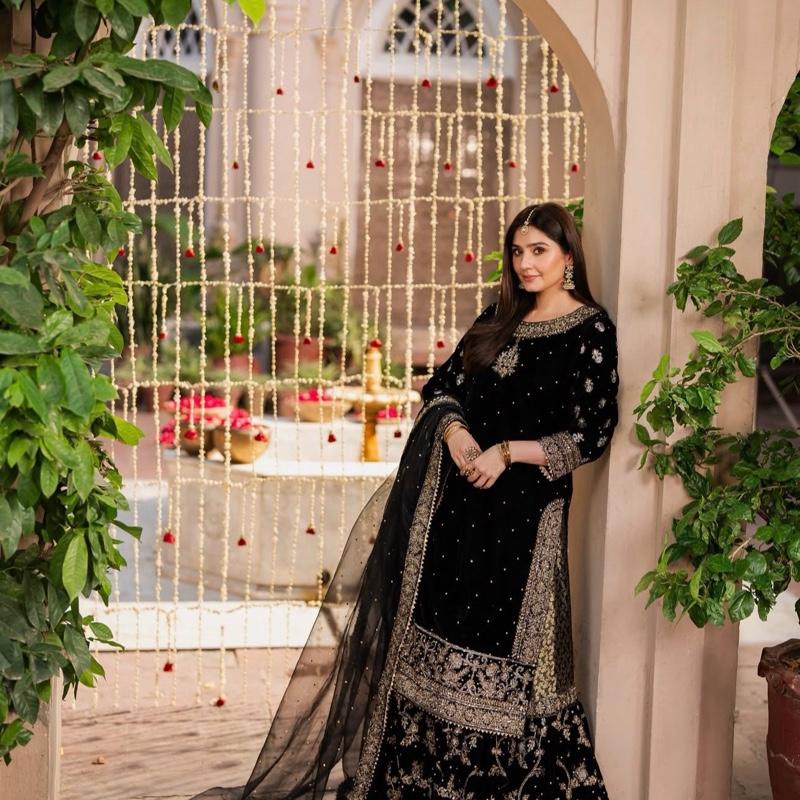 MAHVER…Luxury Embroidered VELVET Gharara suit