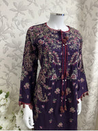 HUSN-E-EID Plum Purple Embroidered Luxury-3 Piece Suit