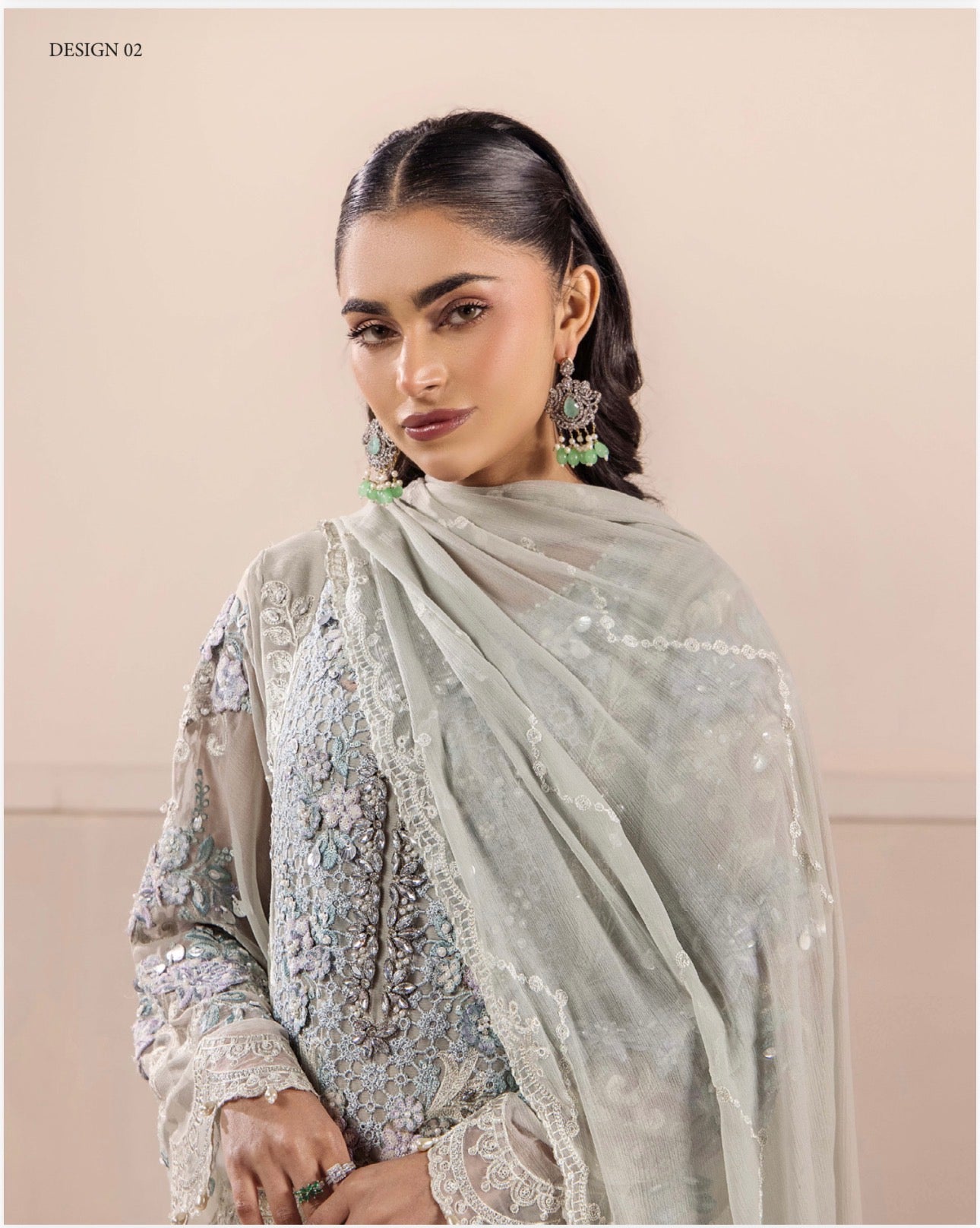 TT Luxury Embroidered Chiffon Suit – 3 Piece Collection