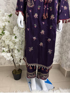 HUSN-E-EID Plum Purple Embroidered Luxury-3 Piece Suit