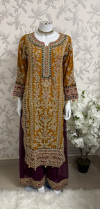 AYLAA Luxury Embroidered Chiffon Suit – 3 Piece Collection
