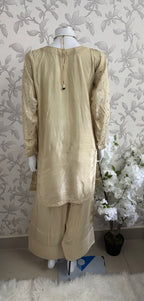 SILKY CHARM Luxury Embroidered Silk Suit with Pearl & Sequin Work