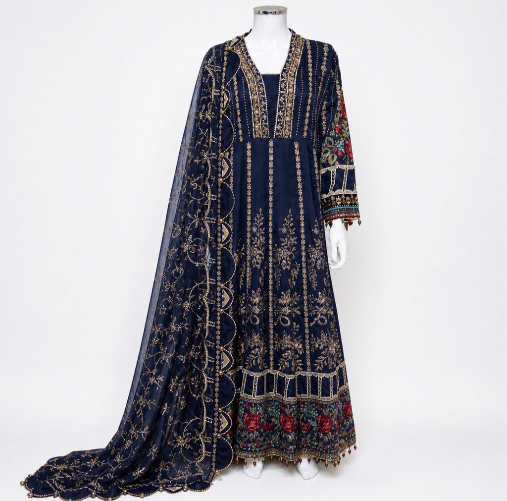 NOOR-E-LAILA Embroidered Net Maxi Dress | Pakistani Wedding Dress