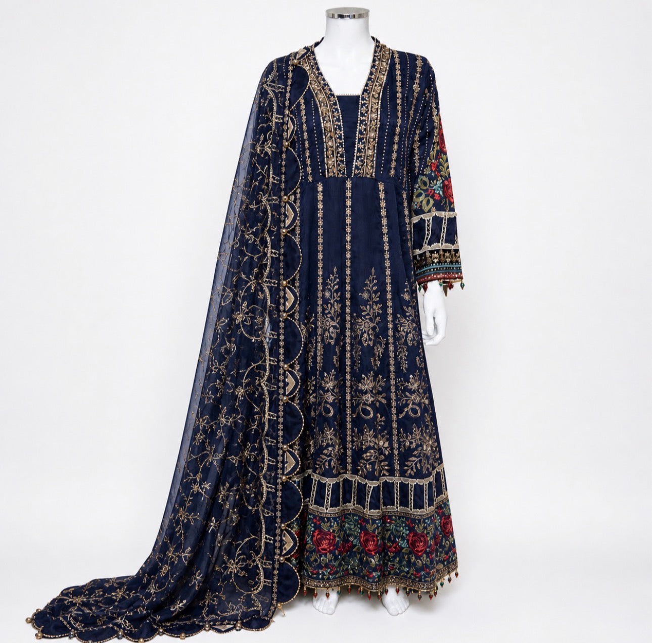 NOOR-E-LAILA Embroidered Net Maxi Dress | Pakistani Wedding Dress