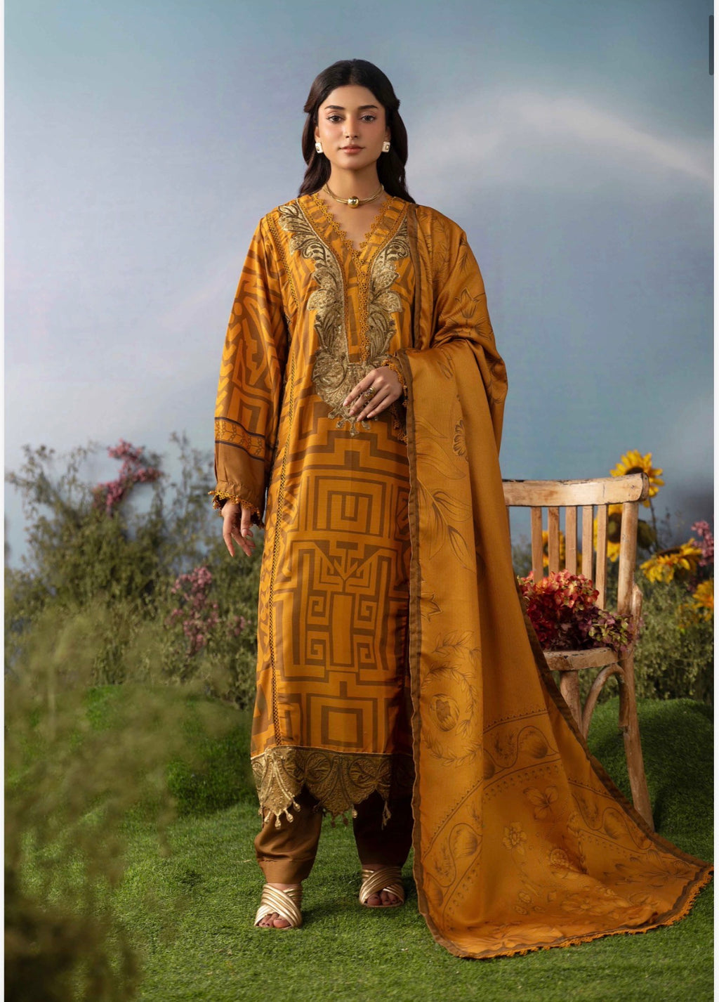M Prints Luxury Embroidered 3 Piece Suit Collection