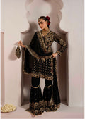 ALANI Black Embroidered Gharara Suit – Luxury 4 Piece Pakistani Wedding Wear