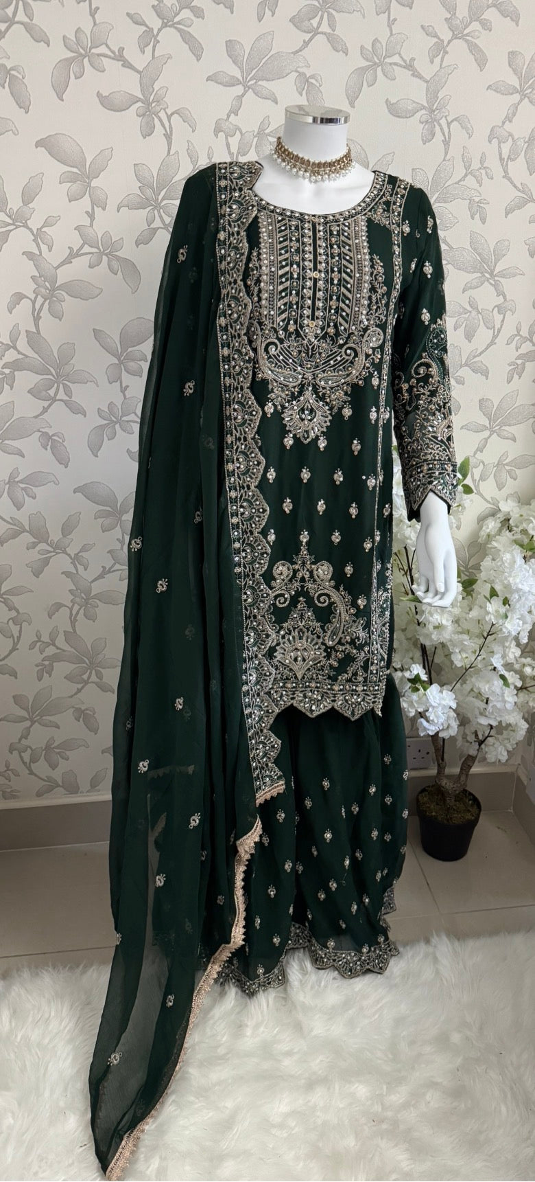 SAFFA Luxury Embroidered Chiffon Suit – 3 Piece Collection
