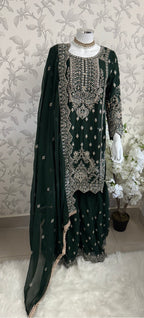 SAFFA Luxury Embroidered Chiffon Suit – 3 Piece Collection