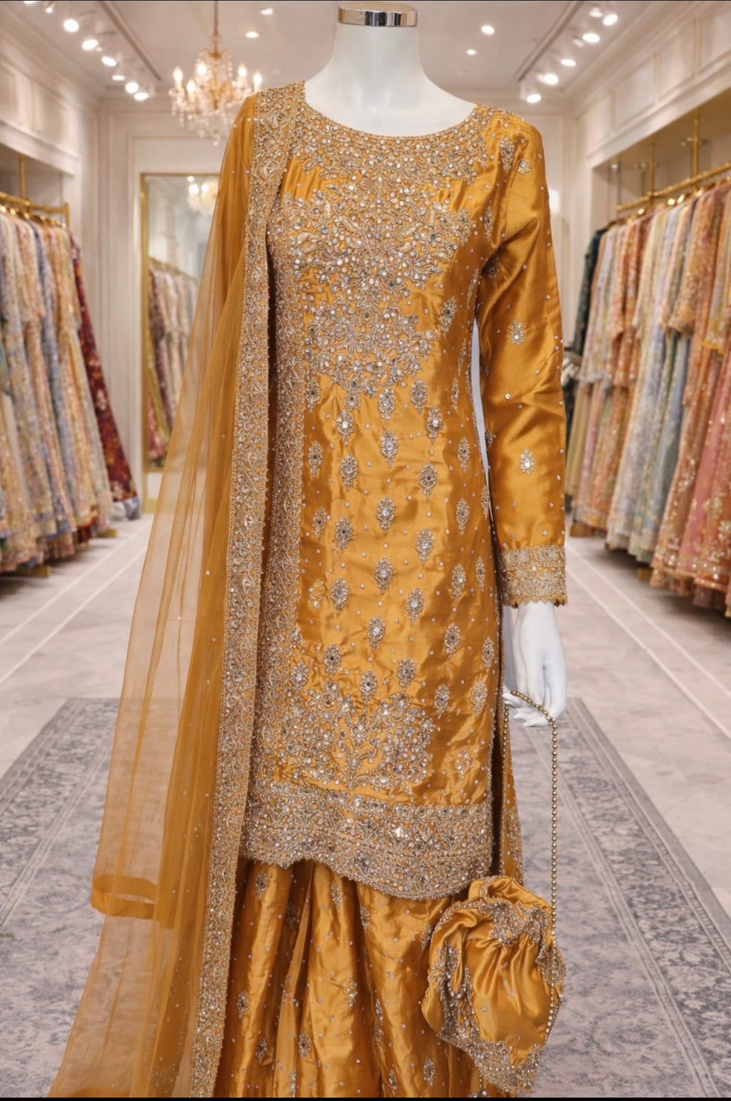 RANGOLI Heavy Embroidered 4 piece Silk Suit | Pakistani Designer Wedding Wear
