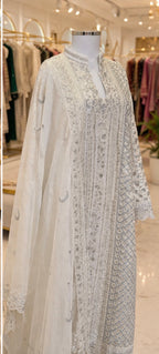 CHANDNI….. Embroidered soft organza Suit with embroidered chiffon Duppatta