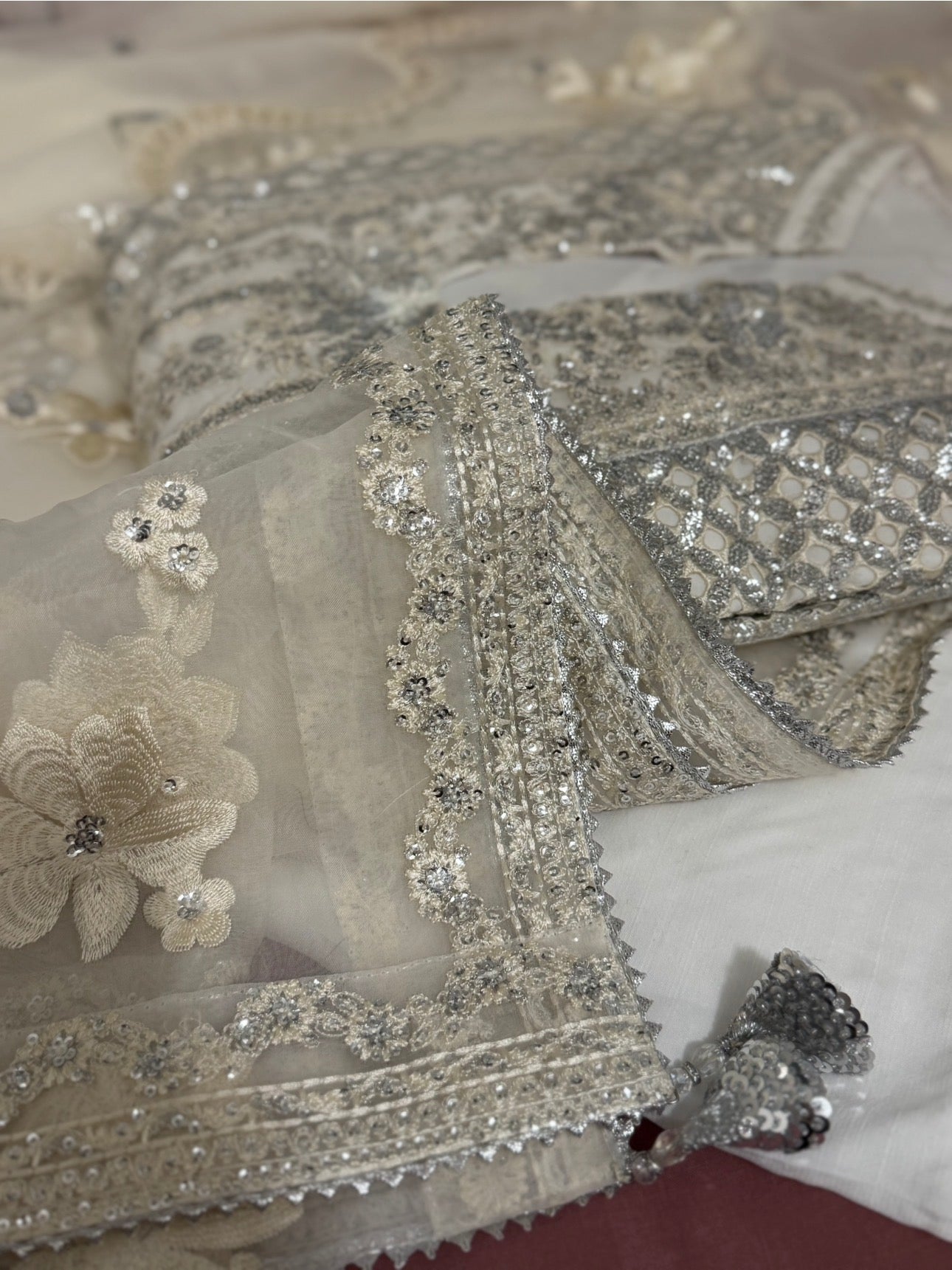 CHANDNI….. Embroidered soft organza Suit with embroidered chiffon Duppatta