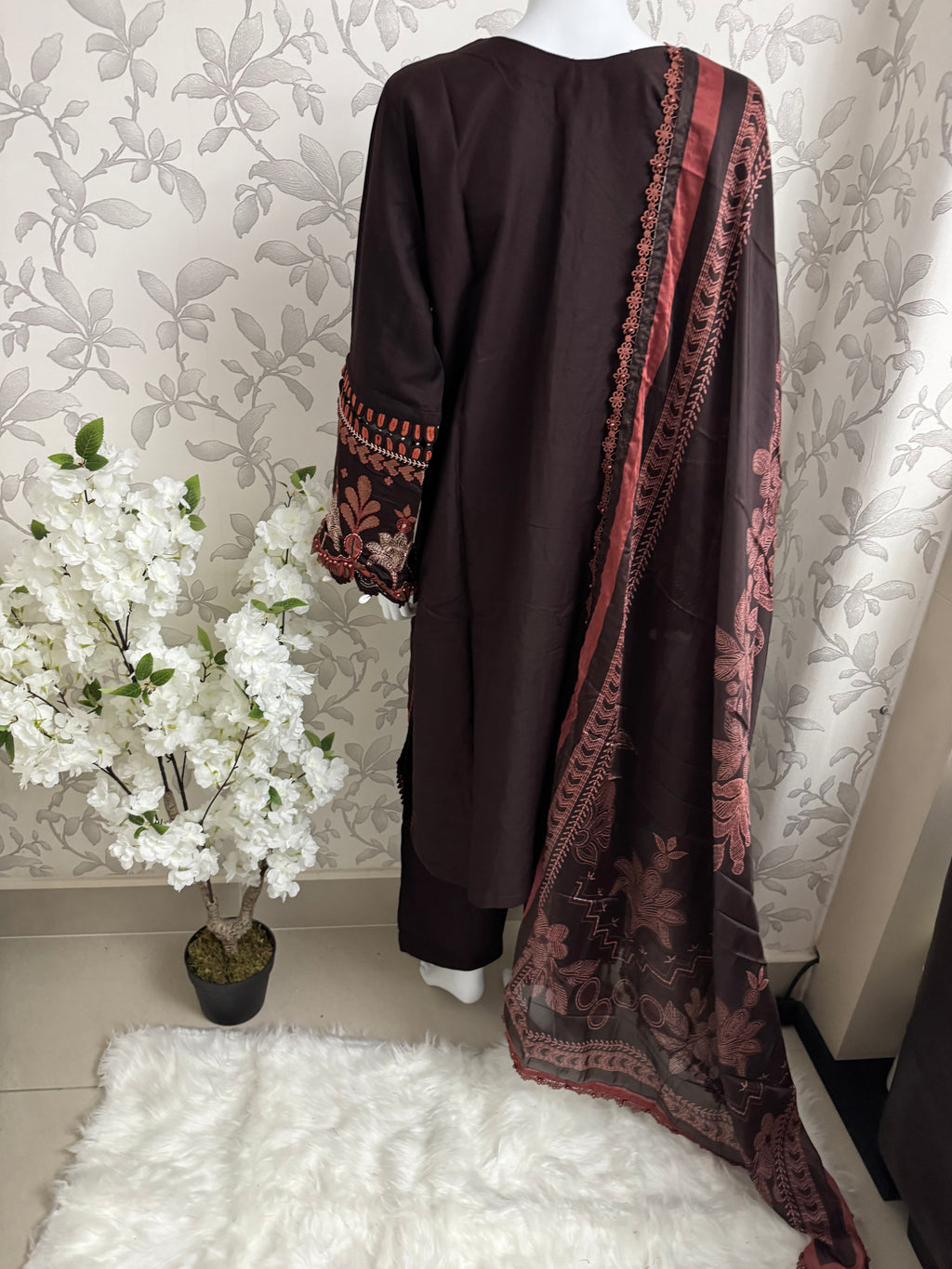 M Prints 4A inspired Embroidered 3-Piece Suit | Pakistani Designer Dress