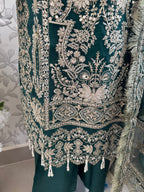 AFROZ Emerald Embroidered Organza Suit | Pakistani Wedding & Formal Dress