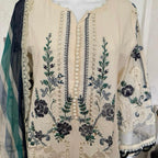 Azure Bloom Luxury Embroidered Suit – 3 Piece Collection