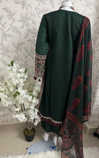 HUSN-E-EID Emerald green Embroidered -3 pieces Suit