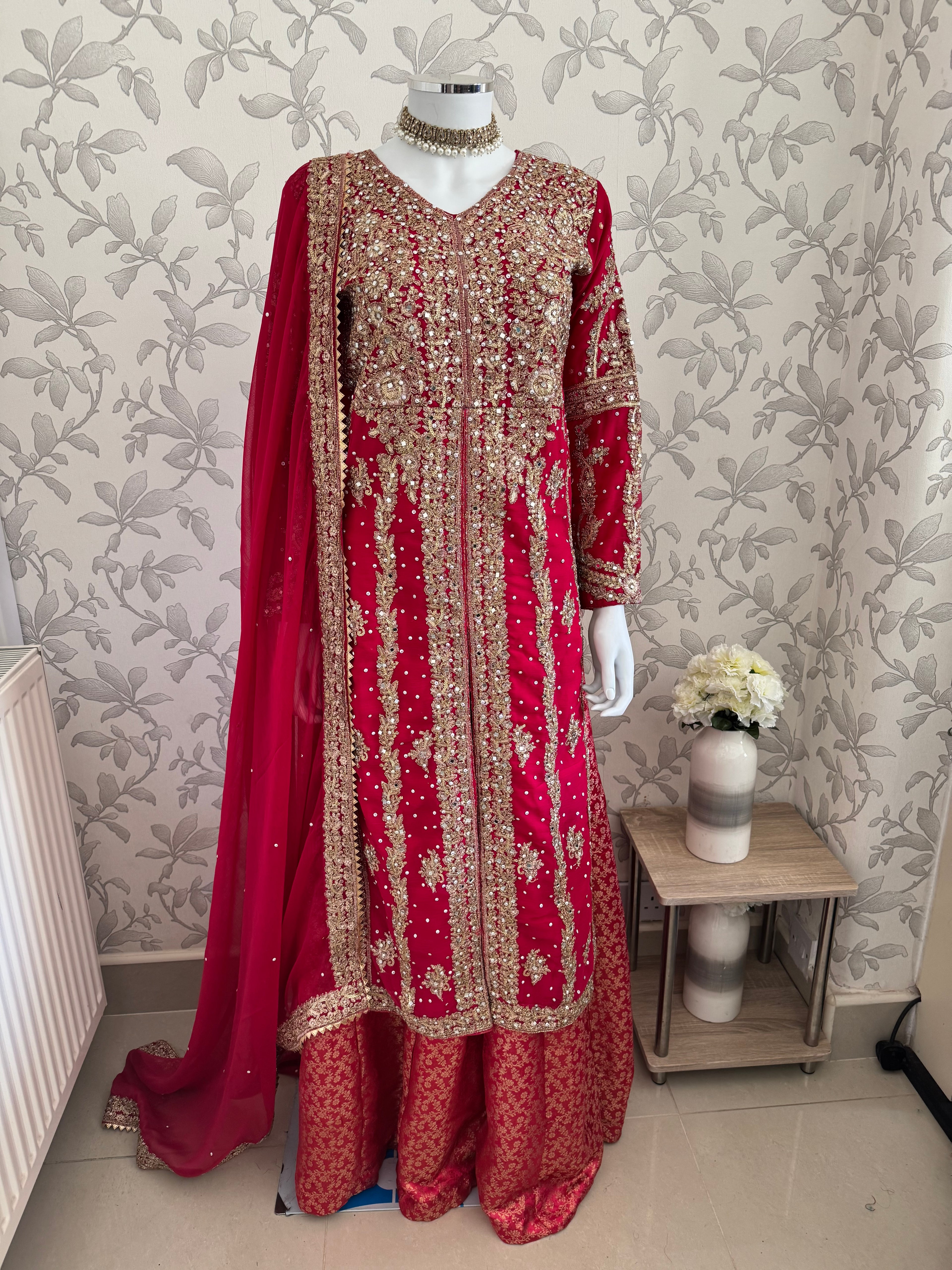 AFREEN Heavy Embroidered 3-piece Chiffon Suit | Pakistani Wedding Dress