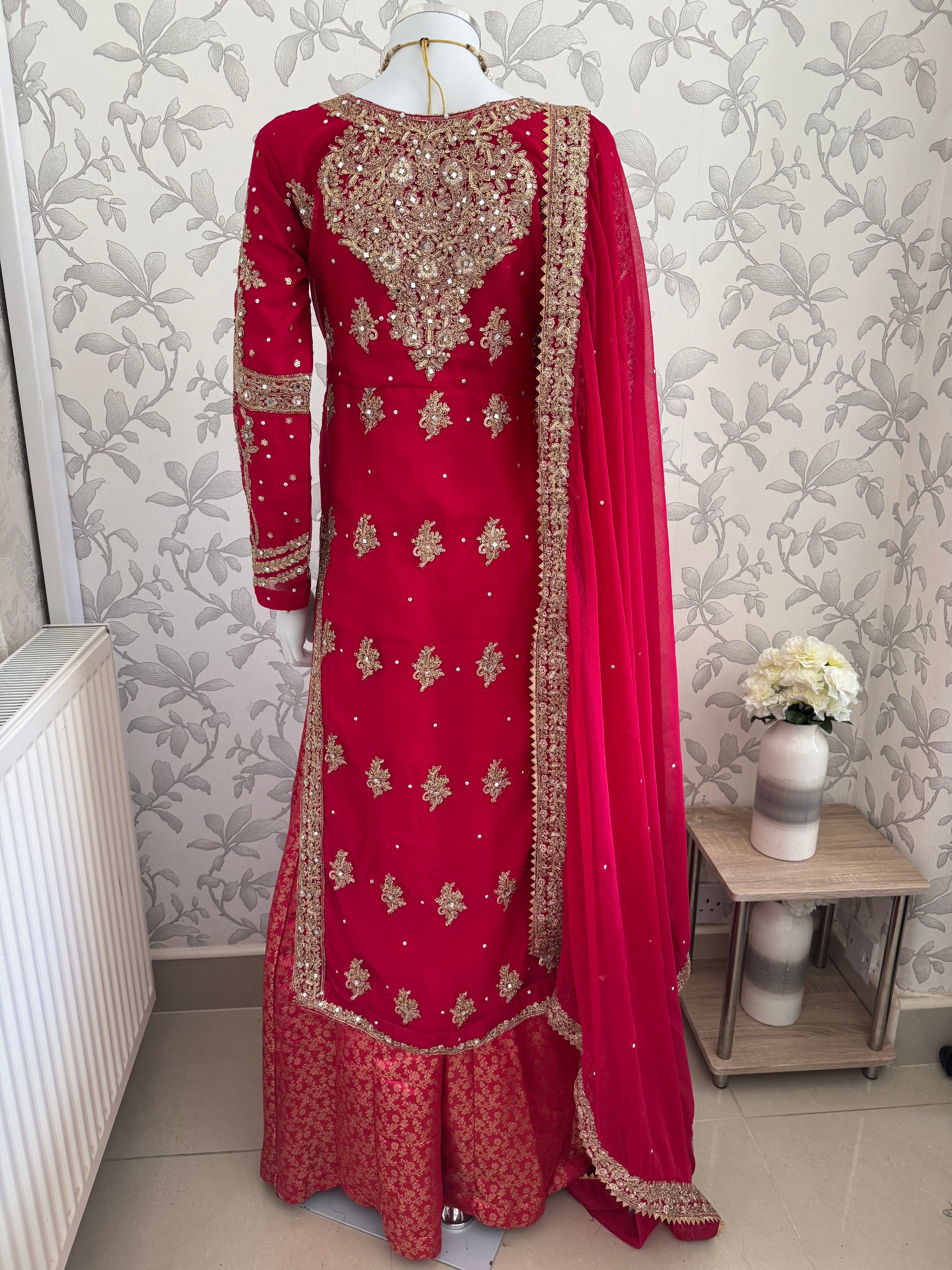 AFREEN Heavy Embroidered 3-piece Chiffon Suit | Pakistani Wedding Dress