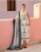 Azure Bloom Luxury Embroidered Suit – 3 Piece Collection