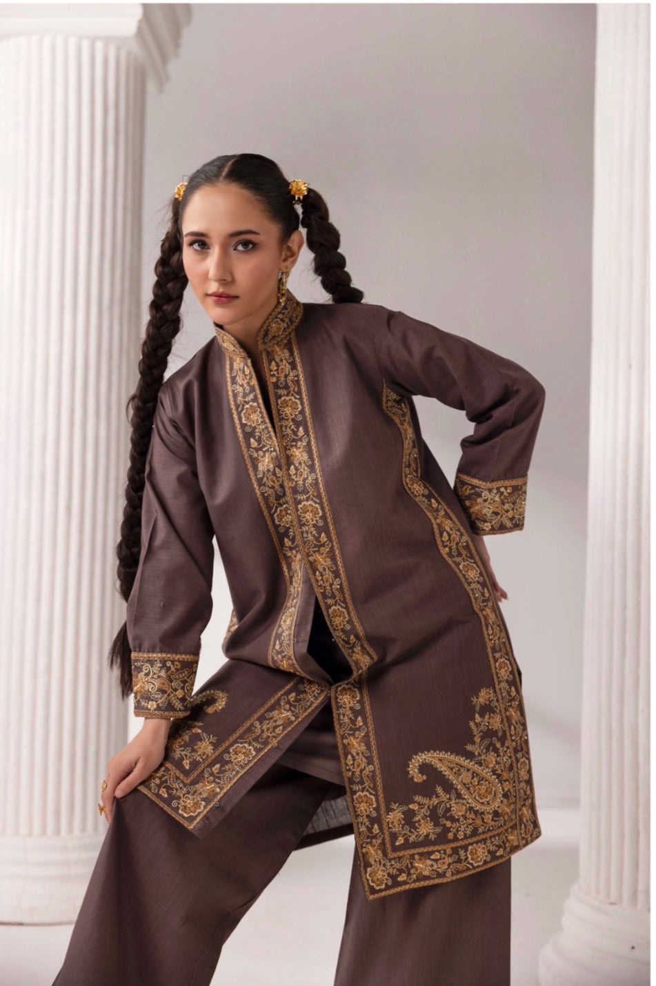 Khaddar Lux Premium Embroidered Suit – 4 Piece Collection