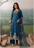 Teal Blue Embroidered Pakistani 3 Piece Suit – Luxury Eid Festive Wear