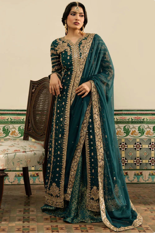NAZLEEN Embroidered 3 piece Chiffon Suit| Pakistani Designer Wedding Dress