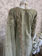 PEARLS Mint Green Luxe Hand-Embellished Pakistani 3 piece Suit