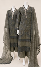 Sage Elegance Luxury Embroidered Suit – 3 Piece Collection