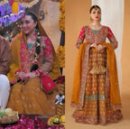 HASEENA heavy Embroidered Chiffon Maxi dress| Pakistani Mehndi, Mayon & Wedding Wear