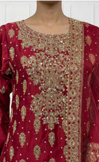 RANGOLI Heavy Embroidered 4 piece Silk Suit | Pakistani Designer Wedding Wear