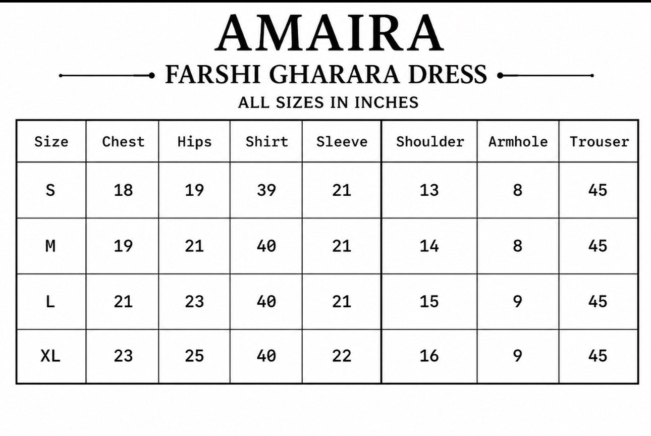 AMAIRA…. Champagne Gold & Maroon Embroidered Pakistani Gharara Suit with Net Dupatta
