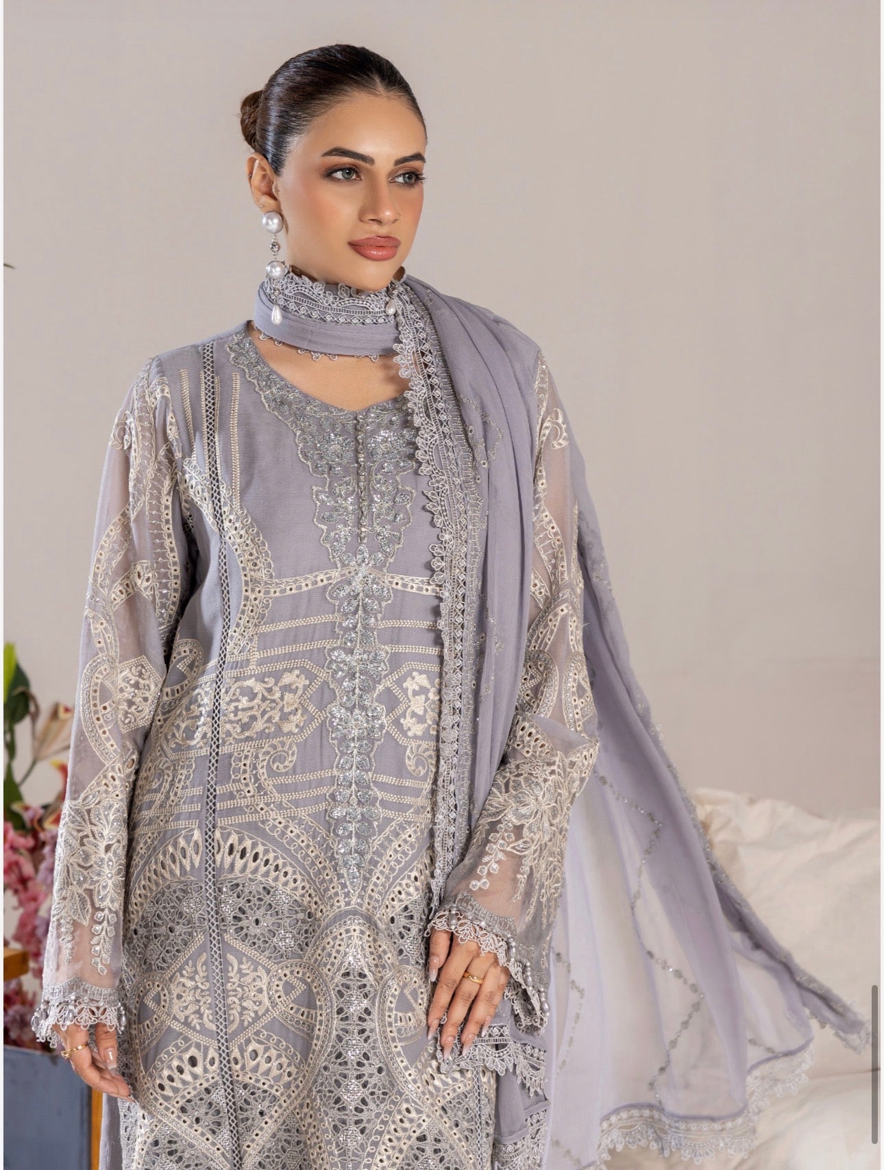 SONIYA Festive Embroidered 3 piece Chiffon Suit | Pakistani Designer Ready-to-Wear