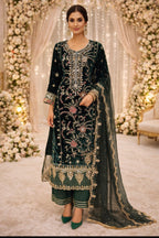 MAHRUKH  heavy Embroidered 3-piece velvet Suit| Pakistani Wedding & Party Wear