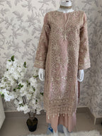 AFROZ Blush Pink Embroidered Organza Suit | Pakistani Wedding & Formal Dress