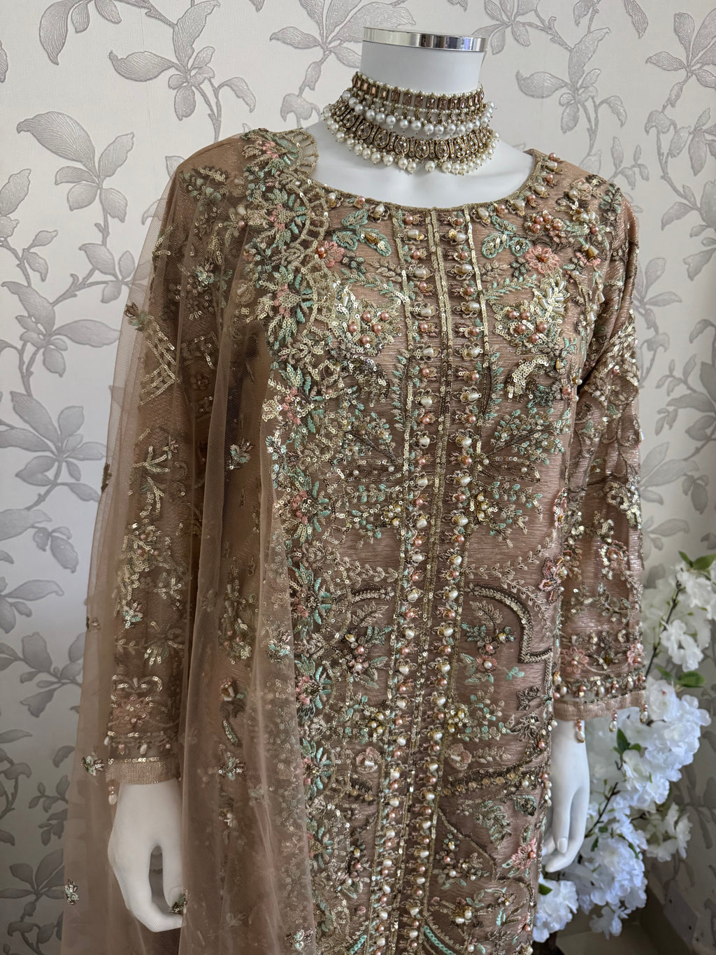 PEARLS Luxury Hand-Embellished Pakistani 3 piece Suit
