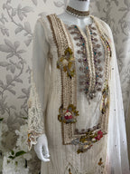 UJAALA….. Elegant White Embroidered Pakistani Suit with net Dupatta