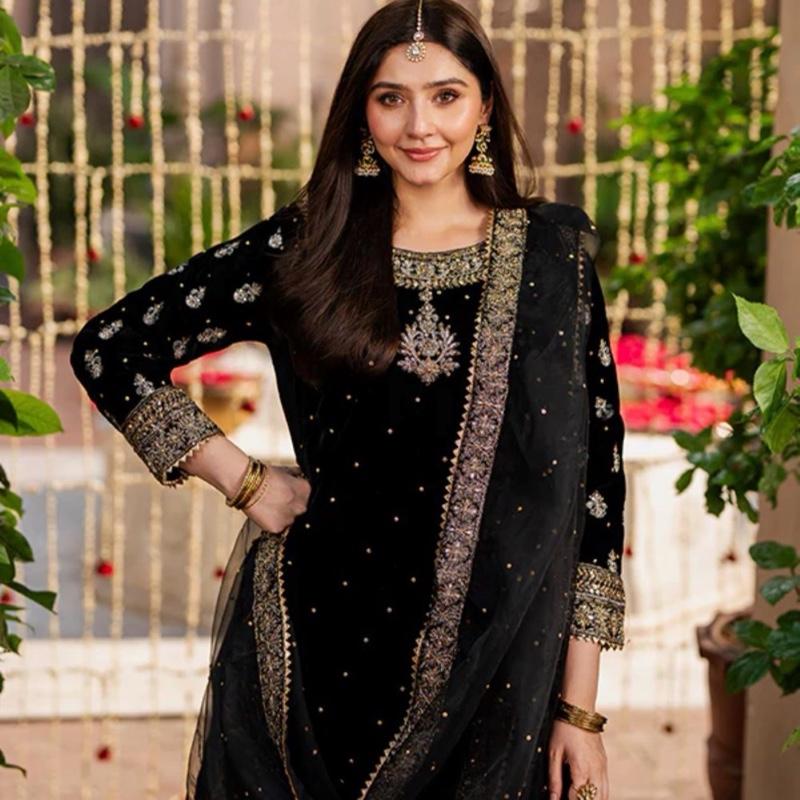 MAHVER…Luxury Embroidered VELVET Gharara suit