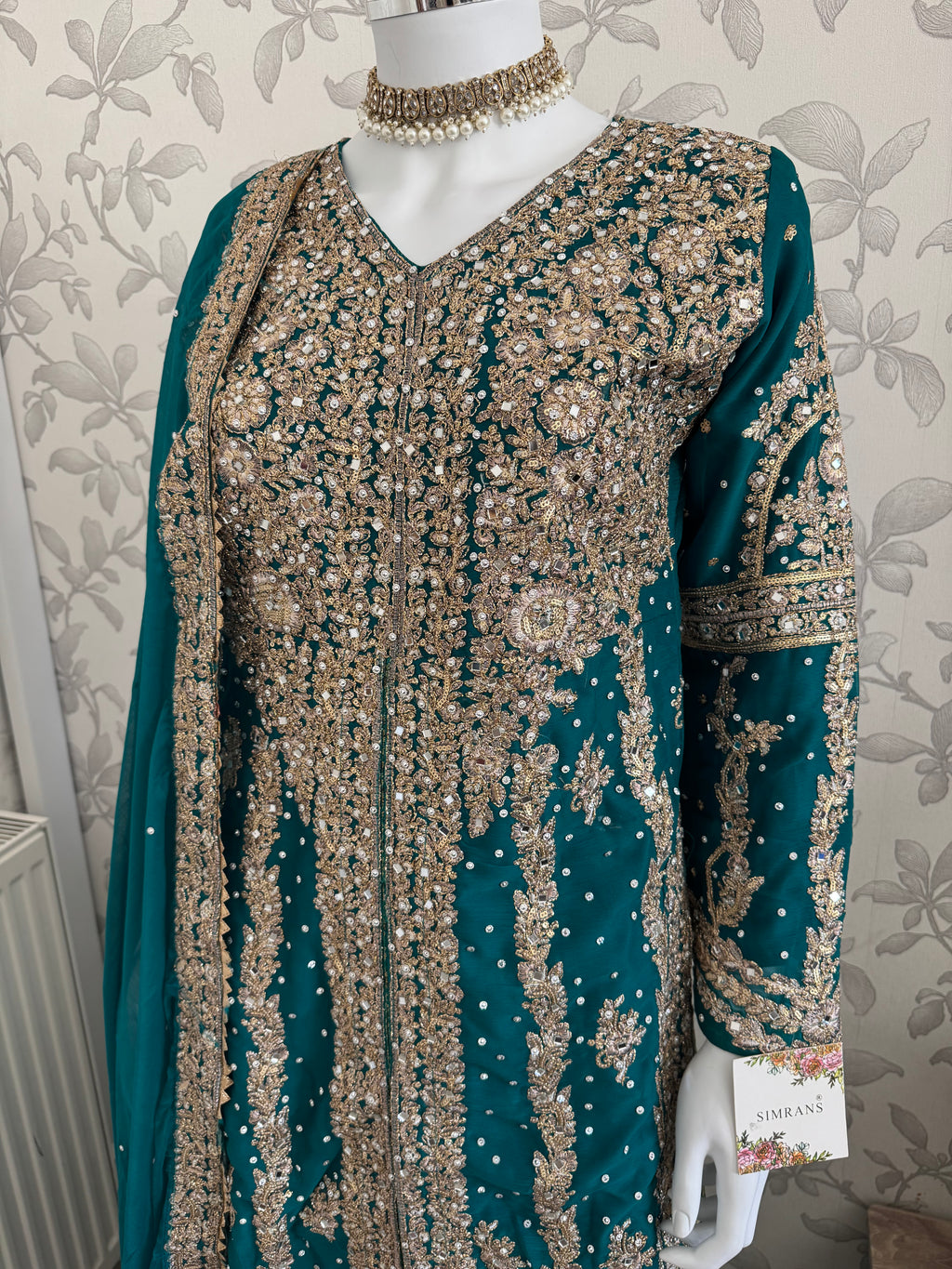 AFREEN Heavy Embroidered 3-piece Chiffon Suit | Pakistani Wedding Dress